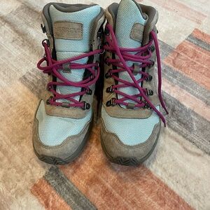 Merrell Blue and Brown Boots with Purple Laces